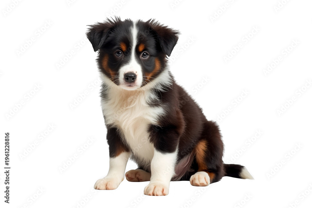 Fototapeta premium Australian shepherd puppy sitting with transparent background