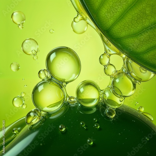 Natural Organic Serum with Bubbles Close-up for Beauty Product Design