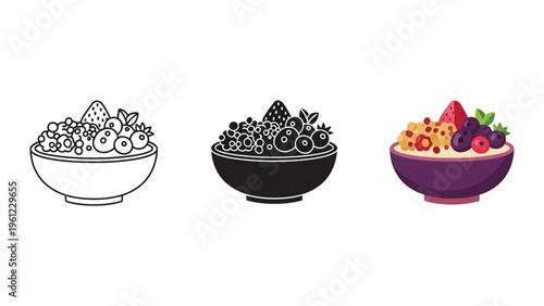 Cereal Bowl Berries Breakfast Food Illustration