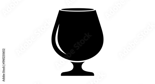 Elegant Black Snifter Glass with Reflections on White Background
