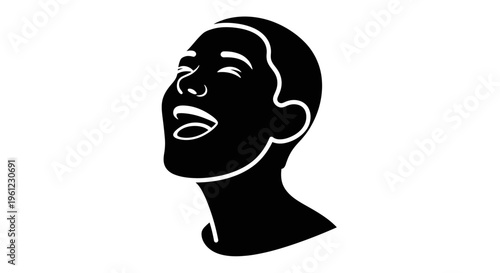 Minimalist Black Silhouette of Smiling Person Head