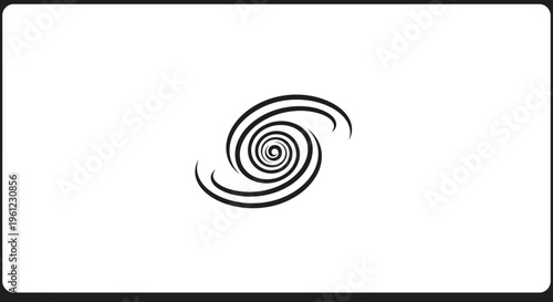 Black Spiral Galaxy Icon with Swirling Arms on White Background