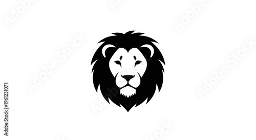 Minimalist Black Lion Head Icon with Bold Mane