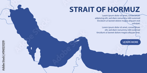 Web banner template for the Strait of Hormuz with placeholder text and button