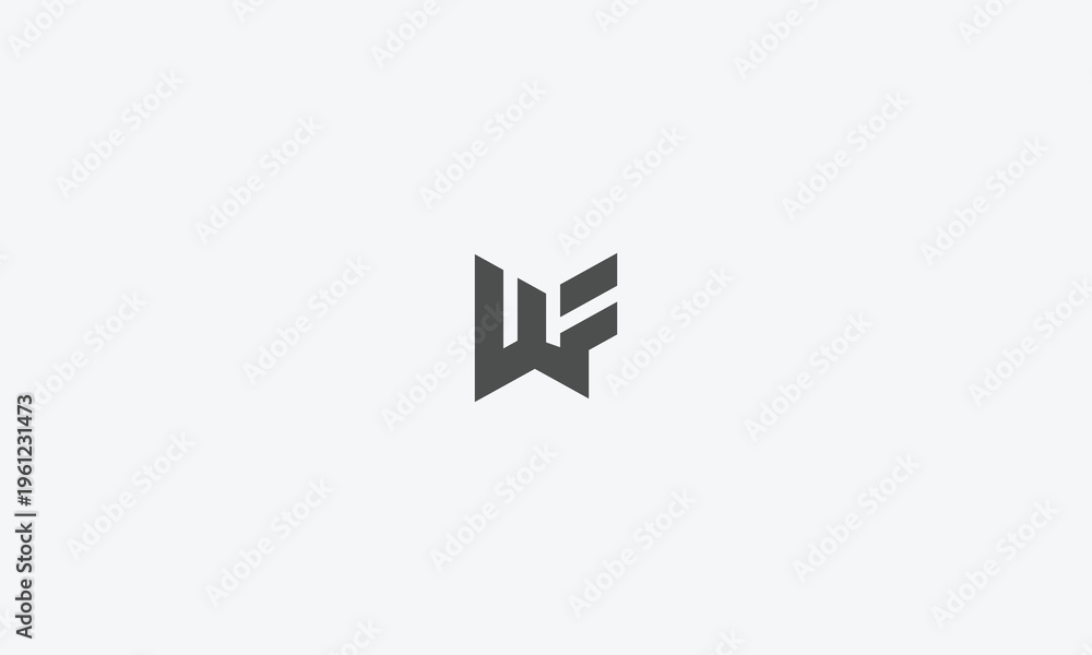 Fototapeta premium Modern abstract vector graphic illustration representing a bold, stylized monogram combining the letters w and f symmetrically