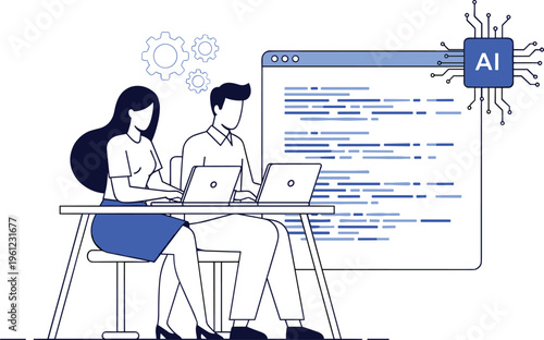 Software Developers Working with Artificial Intelligence and Machine Learning Technology