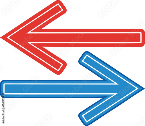 Red and blue arrows pointing opposite directions red arrow left arrow right arrow