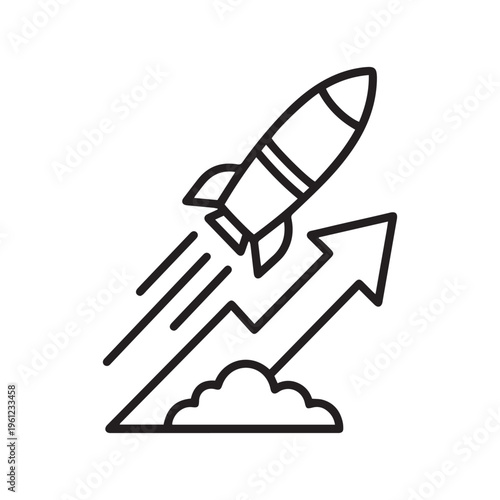 Rocket Launching Upwards with an Improving Growth Graph Arrow Representing Business Success, Startup Scaling, and Rapid Financial Performance Breakthroughs.