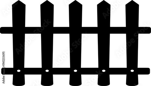 Simple Picket Fence: A stark black silhouette of a classic picket fence, standing in stark simplicity.