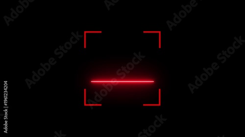 Barcode scanner QR code Neon shine Icon animation isolated on black background