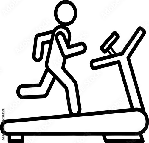 Stick figure running on a treadmill
