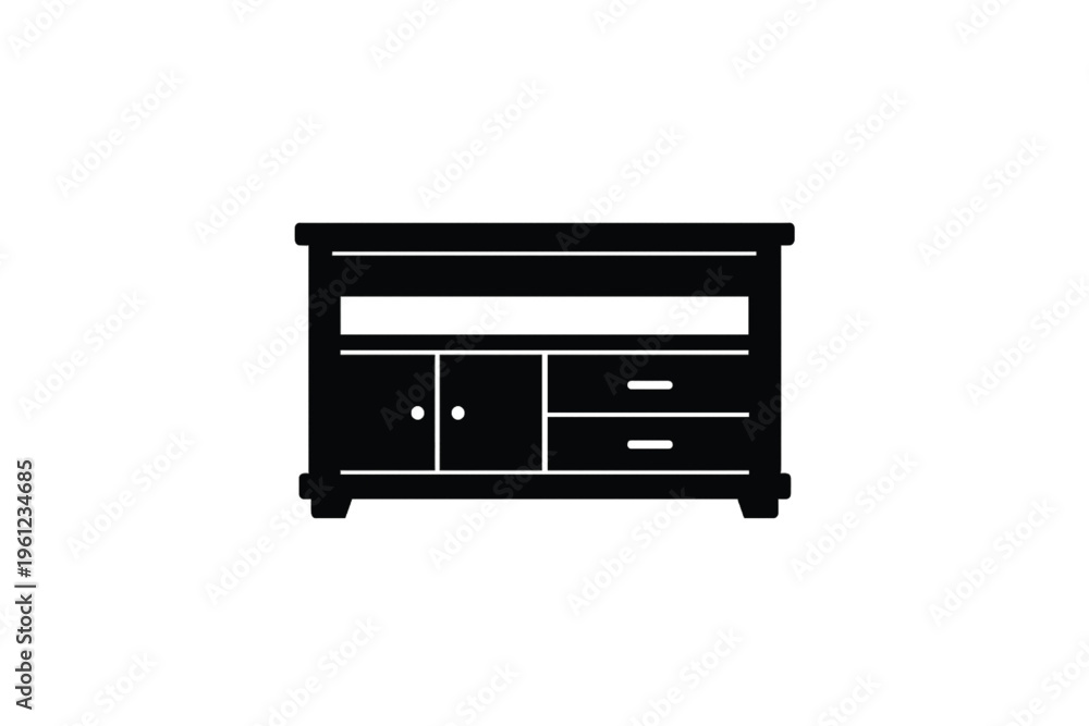 Obraz premium Simple office desk with table and furniture icon illustration