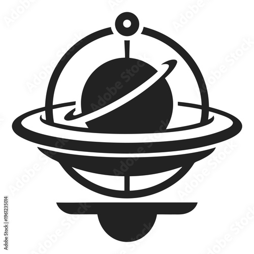 Minimalist Saturn Planet Icon – Orbital Sphere Vector