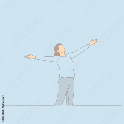 Woman with arms outstretched in a gesture of freedom and joy.