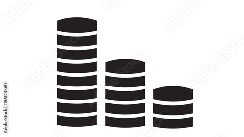 Vertical Coin Stack Icon Representing Financial Growth Capital Investment Strategy and Corporate Revenue Expansion Visualization