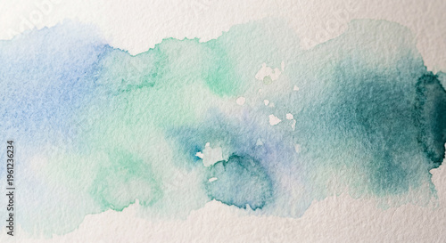 Soft Blue Green Watercolor Wash Background on White Paper Texture for Elegant Design Branding and Social Media Templates