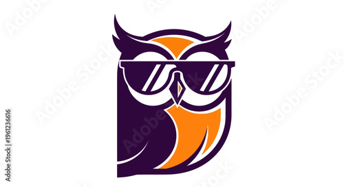 Stylized owl graphic with sunglasses on white background vector illustration