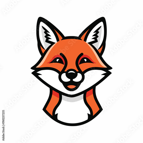 Cartoon Fox Head Closeup Illustration.