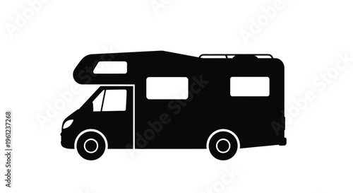 Black rv camper van side view a striking silhouette
