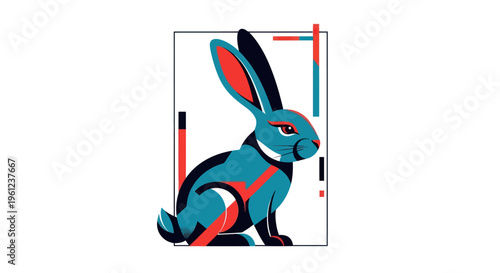 Stylized rabbit illustration modern vector art with geometric shapes