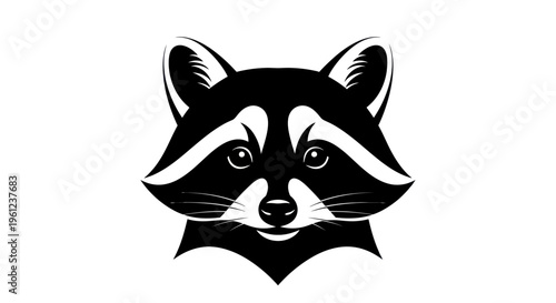 Stylized raccoon head vector illustration isolated on white background