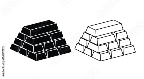 Two stacks of gold bars depicted in a minimalist silhouette