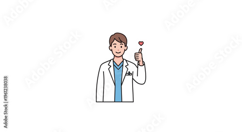 Cartoon doctor holding medical tool.