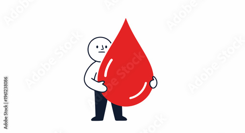 Cartoon man holding large red blood.