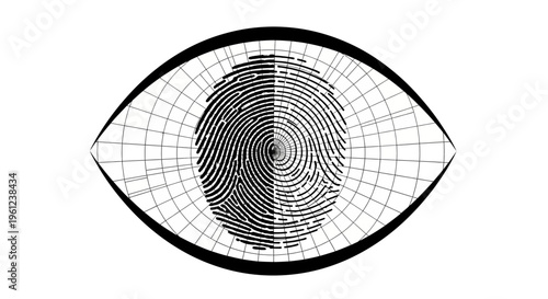 Fingerprint inside a human eye iris.