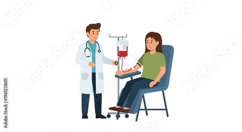 Doctor and patient blood transfusion process 1.