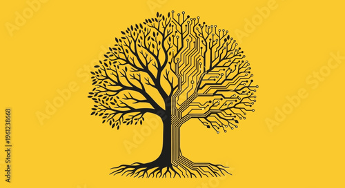 Tree with roots and branches.