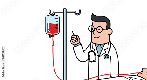 Doctor with an IV drip bag.