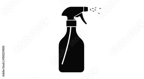 Black spray bottle emitting mist a simple graphic silhouette