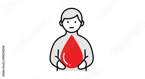 Man Holding Red Blood Drop.