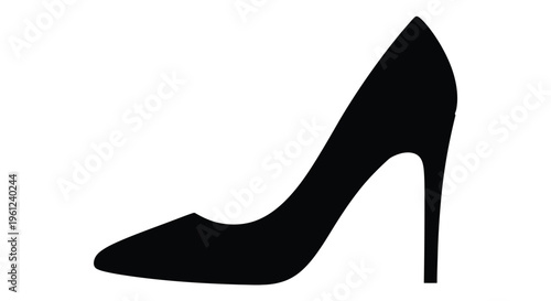 Elegant high heel shoe depicted in a stark black silhouette