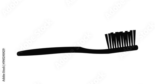 A simple black toothbrush illustration against a white background silhouette