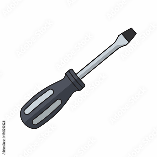 Screwdriver with black handle and metal.