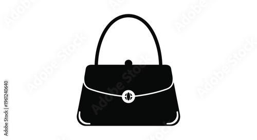 A black handbag with a rounded top and single clasp silhouette