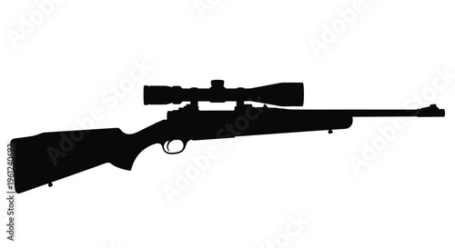 Detailed black silhouette of a hunting rifle with a telescopic sight silhouette