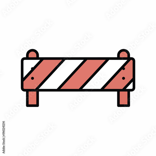 Red and white road block sign.