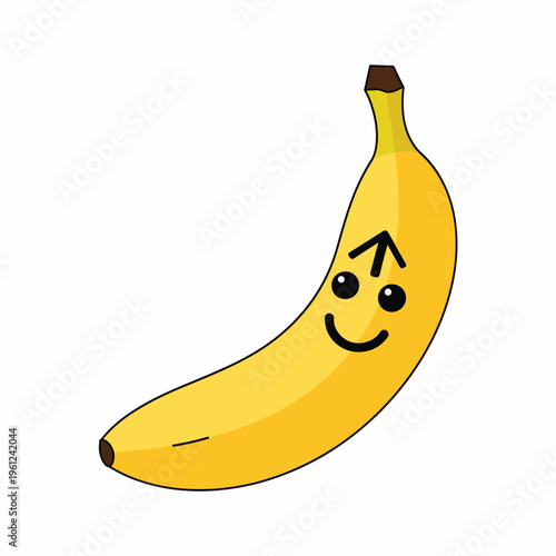 Smiling Cartoon Banana Fruit Illustration 1.
