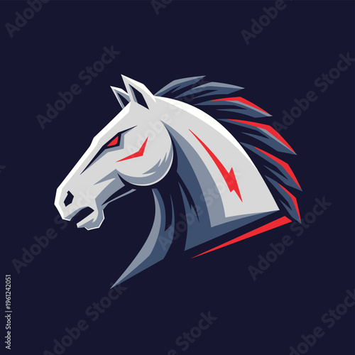 Dynamic Horse Head Esport Logo Design.