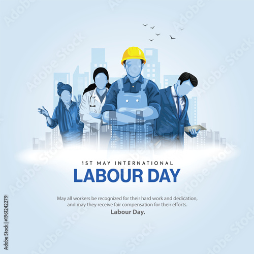 happy Labour day or international workers day vector illustration with workers. labor day and may day celebration.