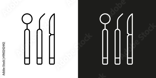 Dentistry tools - vector editable line icon.