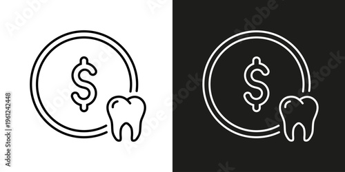Dental service and dentistry price - vector editable line icon.