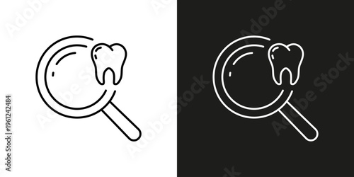 Dentistry teeth checkup, dentist examination - vector editable stroke icon.