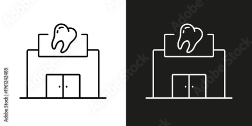 Dental Clinic, dentist office - vector linear editable stroke icon.