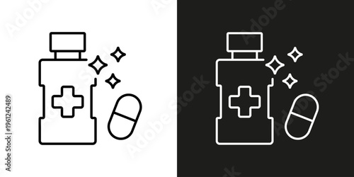 Dental medicine and mouthwash - vector editable stroke icon.
