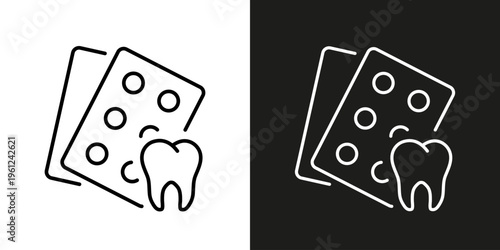 Dental medicine pills - vector editable stroke icon.