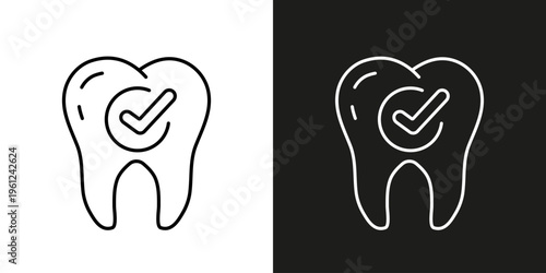 Dental health symbol, healthy tooth, check-up. Vector editable icon.